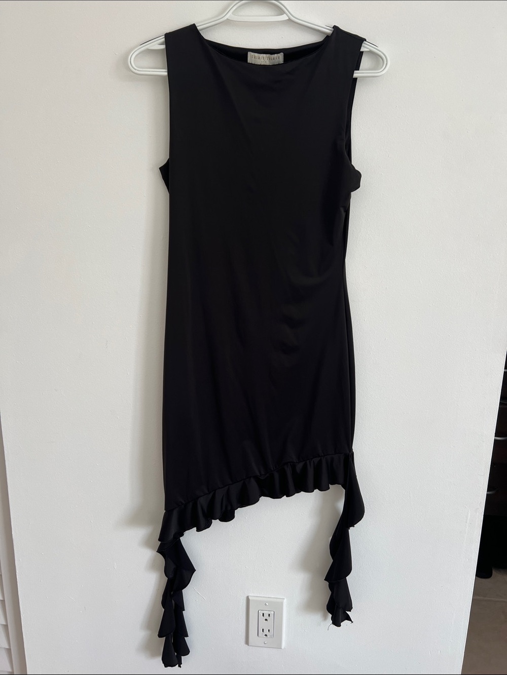 Sleeveless Black Asymmetrical Ruffle-Hem Dress